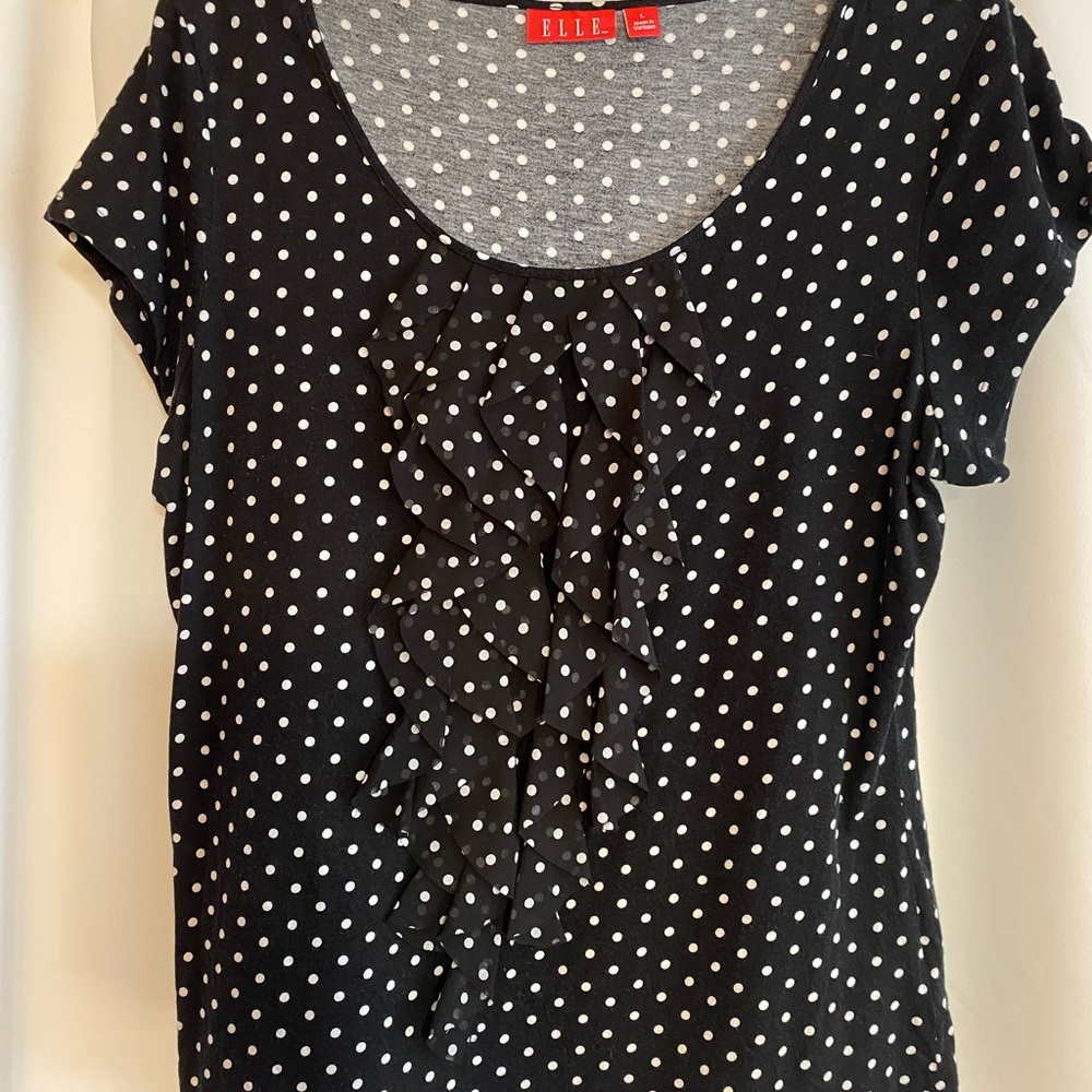 Elle Black and White Polka Dot Blouse